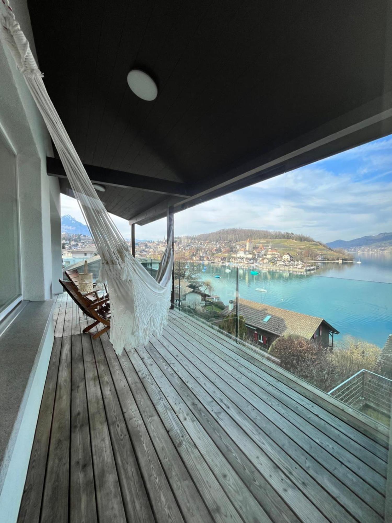Wohnung Mit Grossartiger Seesicht Und Balkon Spiez Eksteriør billede